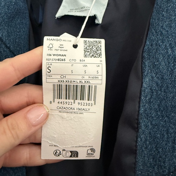 Mango denim quilted jacket with belt size S - Picture 4 of 5